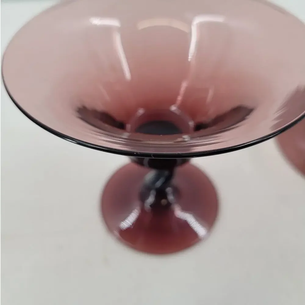 Vintage Empoli Amethyst Champagne Glasses‎ Purple Twisted Stem Pair 1-4